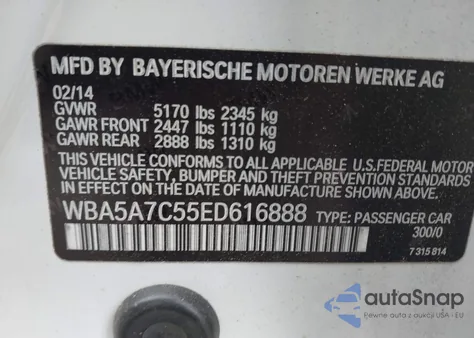 2014 BMW 528I xDrive from USA, damaged, VIN WBA5A7C55ED616888